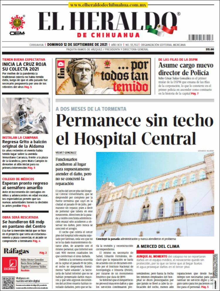 Portada de El Heraldo de Chihuahua (M&eacute;xico)