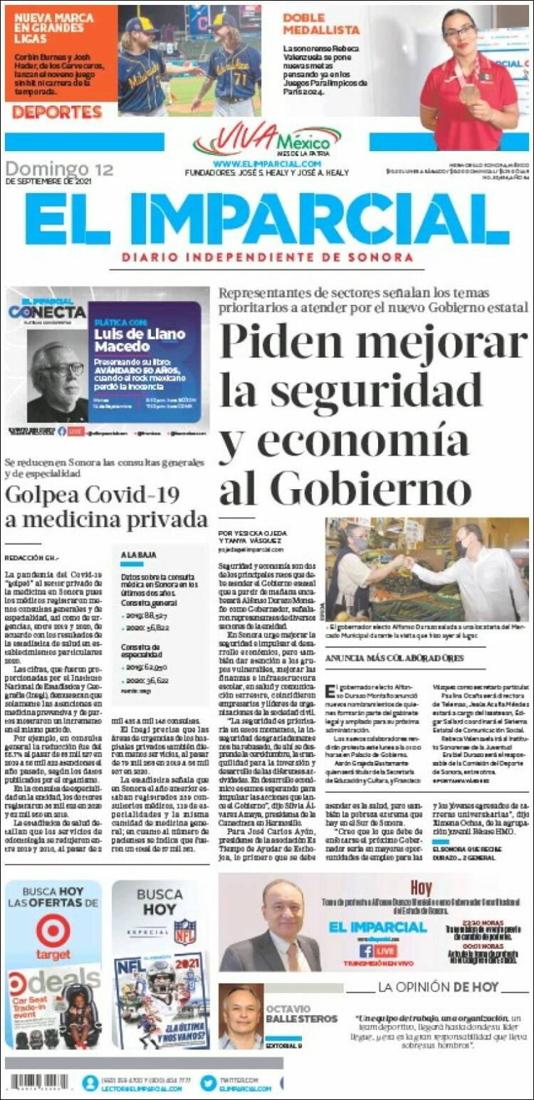 Portada de El Imparcial (M&eacute;xico)