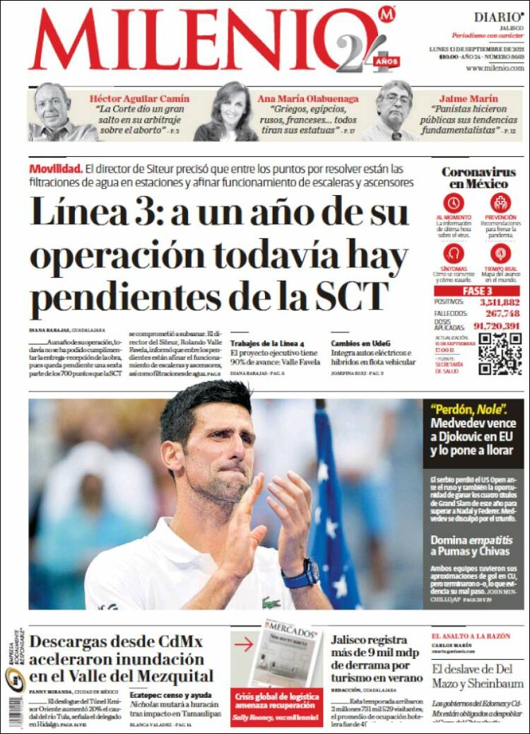 Portada de Milenio - Jalisco (M&eacute;xico)