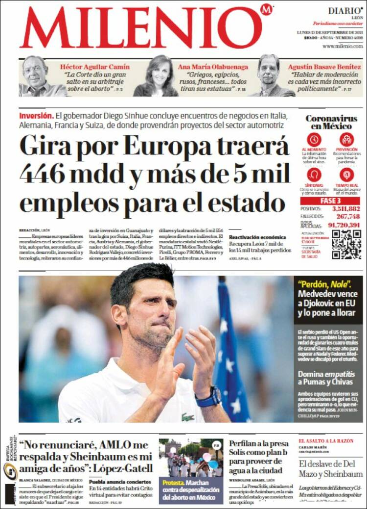 Portada de Milenio de León (M&eacute;xico)