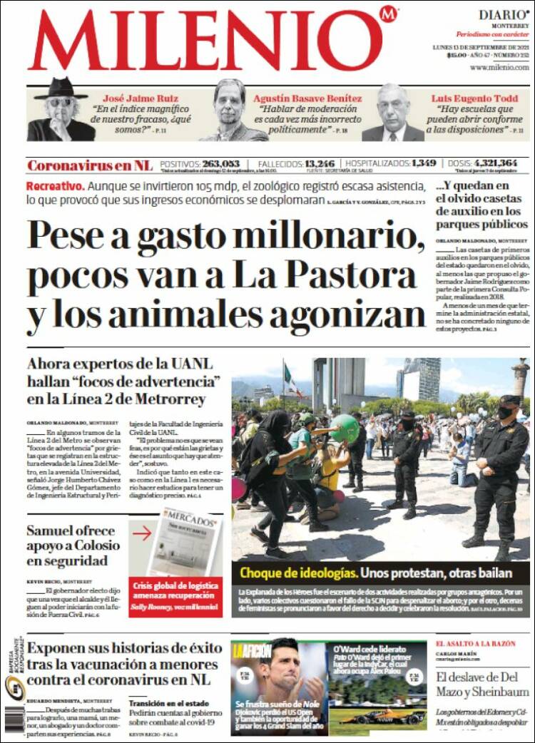 Portada de Milenio de Monterrey (M&eacute;xico)