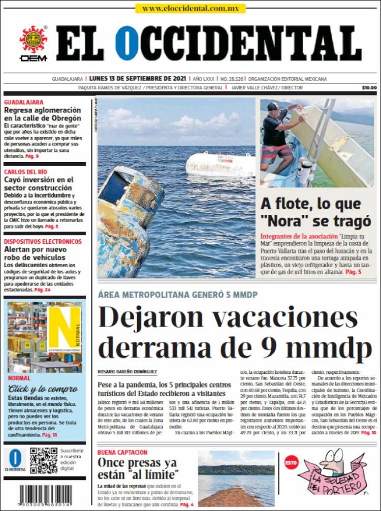 Portada de El Occidental (M&eacute;xico)