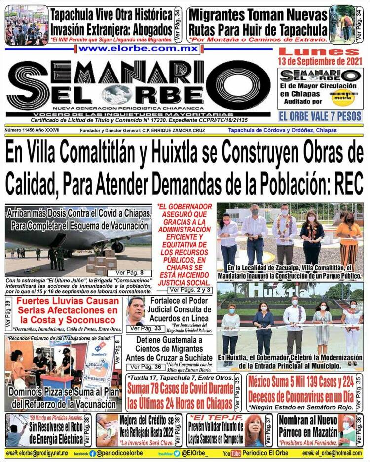 Portada de El Orbe (M&eacute;xico)