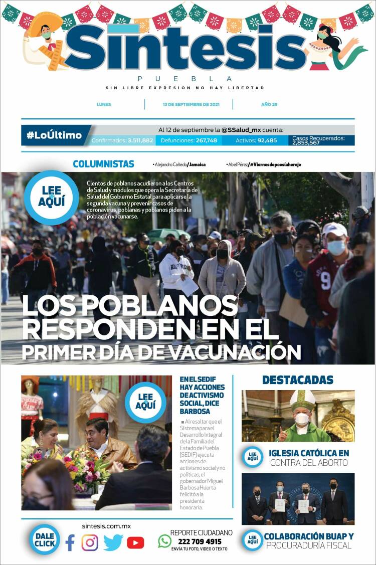 Portada de Síntesis - Puebla (M&eacute;xico)