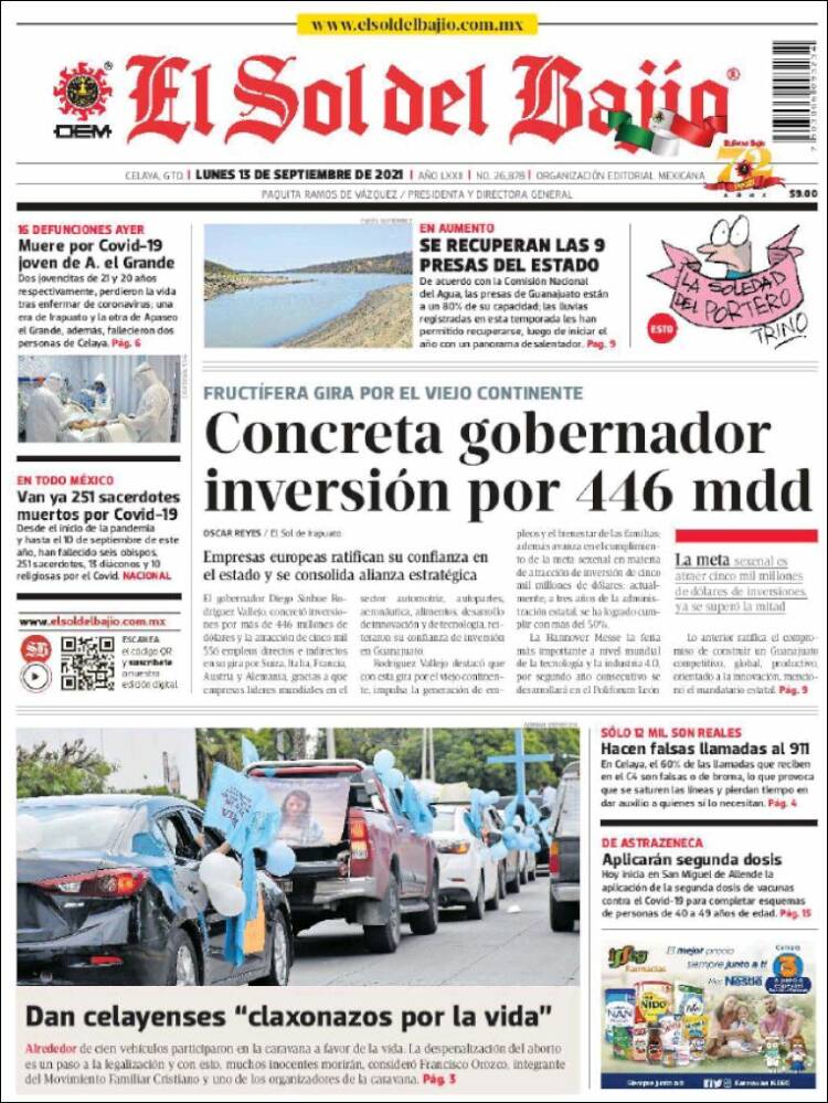 Portada de El Sol del Bajio (M&eacute;xico)