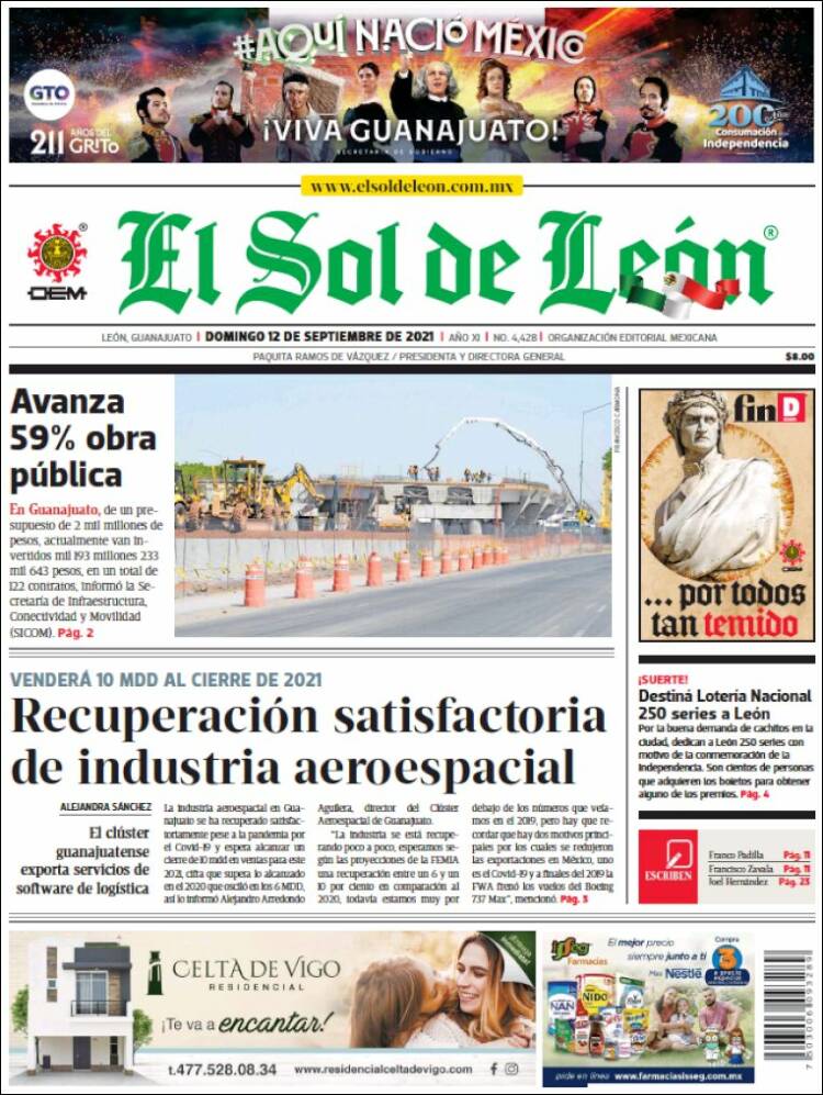 Portada de El Sol de León (M&eacute;xico)