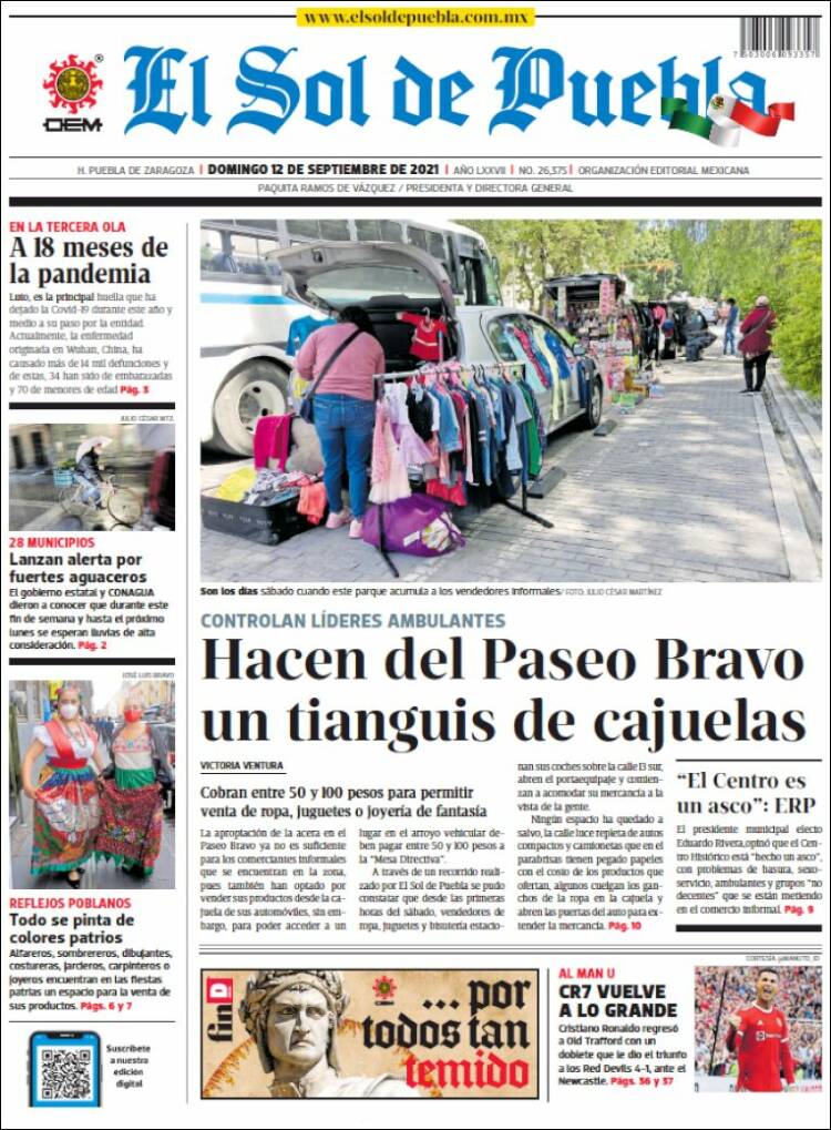 Portada de El Sol de Puebla (M&eacute;xico)