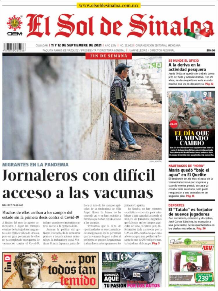 Portada de El Sol de Sinaloa (M&eacute;xico)