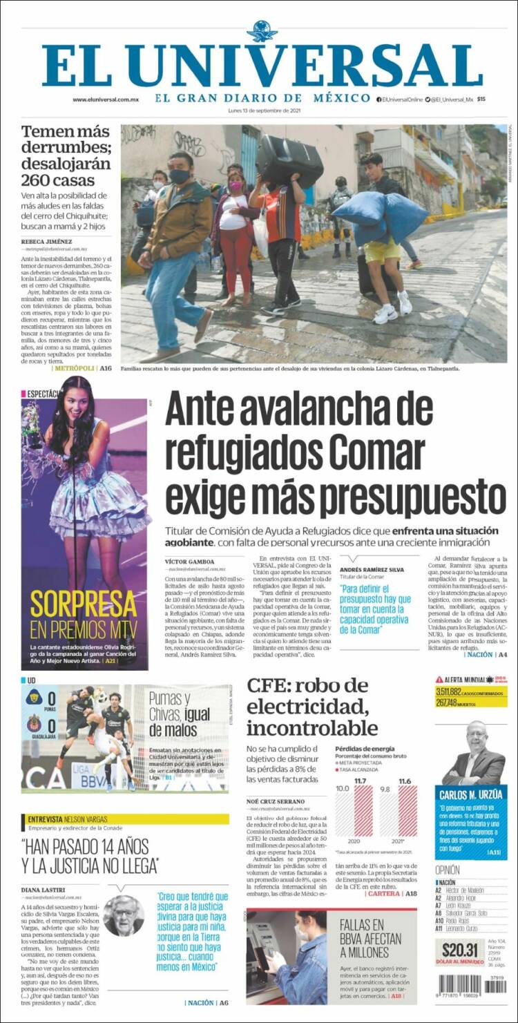 Portada de El Universal (M&eacute;xico)