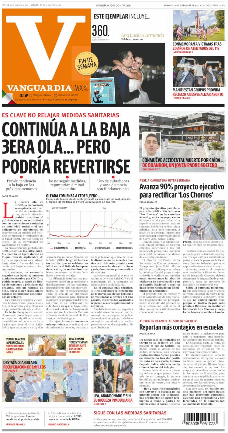 Portada de Vanguardia (M&eacute;xico)