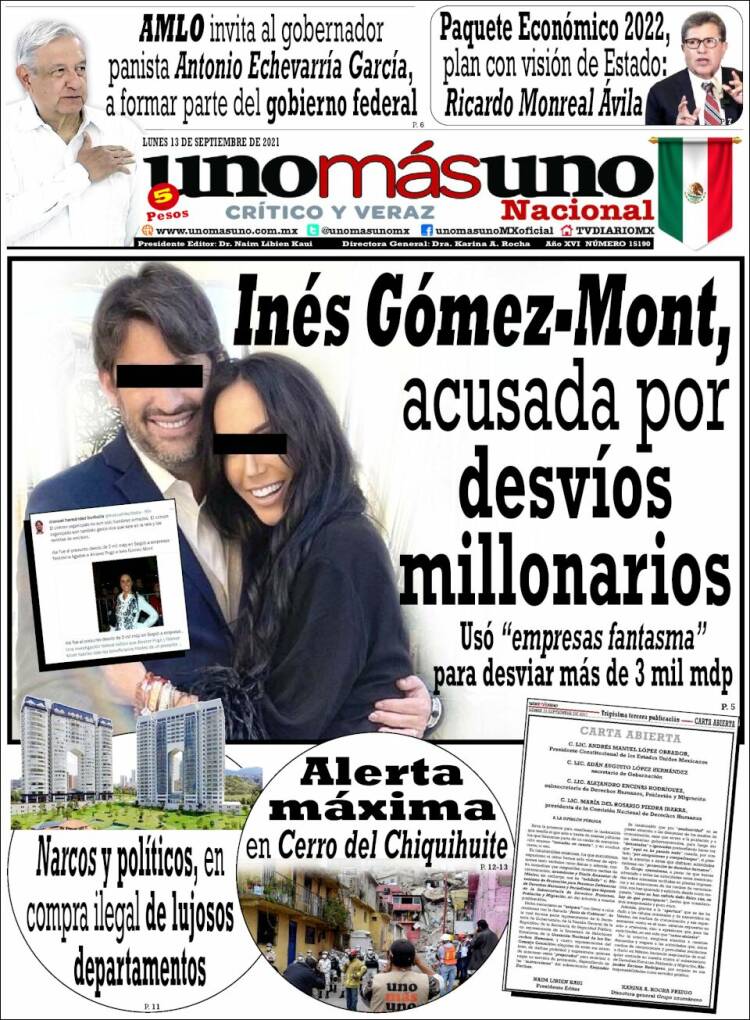 Portada de unomásuno (M&eacute;xico)