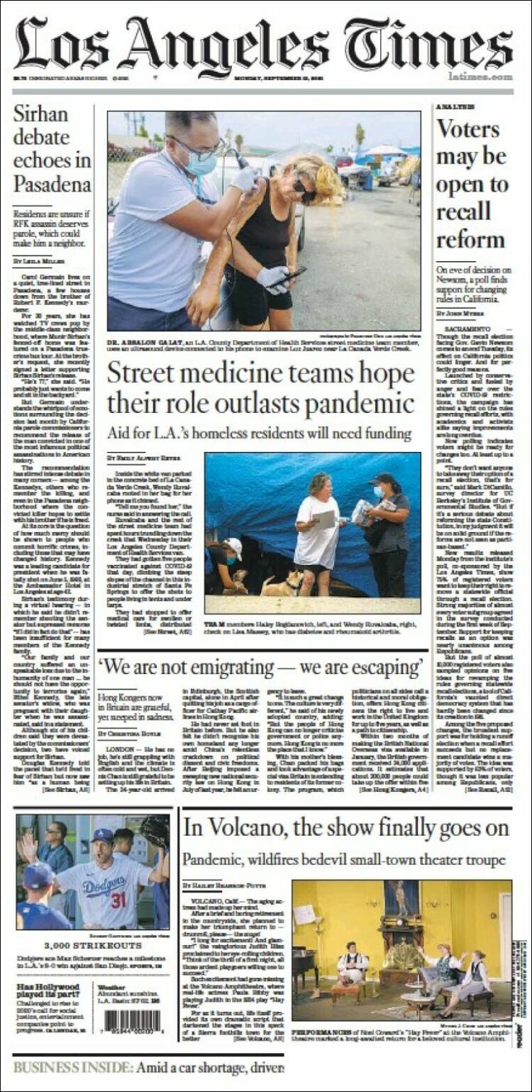 Portada de Los Angeles Times (USA)