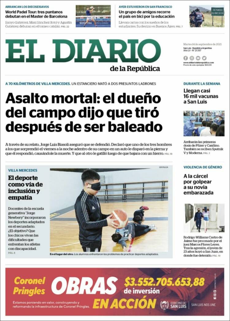 Portada de Diario de la República (Argentina)