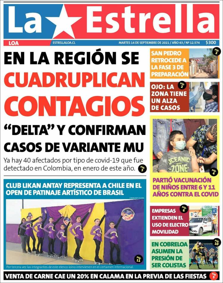 Portada de La Estrella de Loa (Chile)