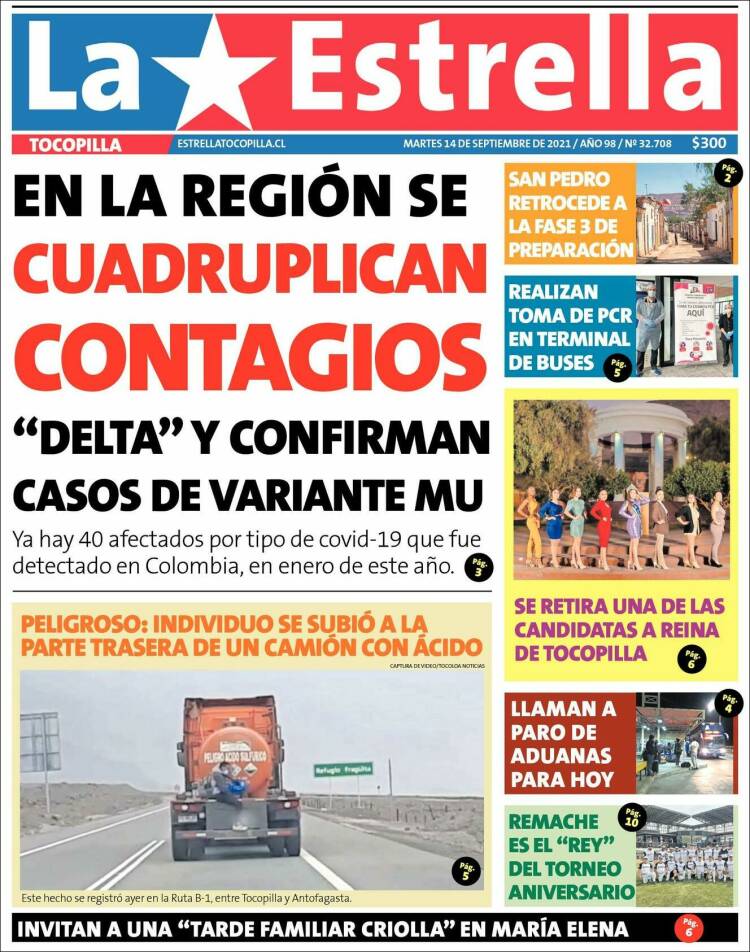 Portada de La Estrella de Tocopilla (Chile)