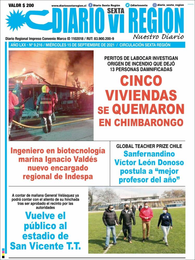 Portada de Diario VI Región (Chile)