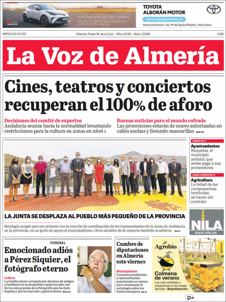 Portada de La Voz de Almería (España)