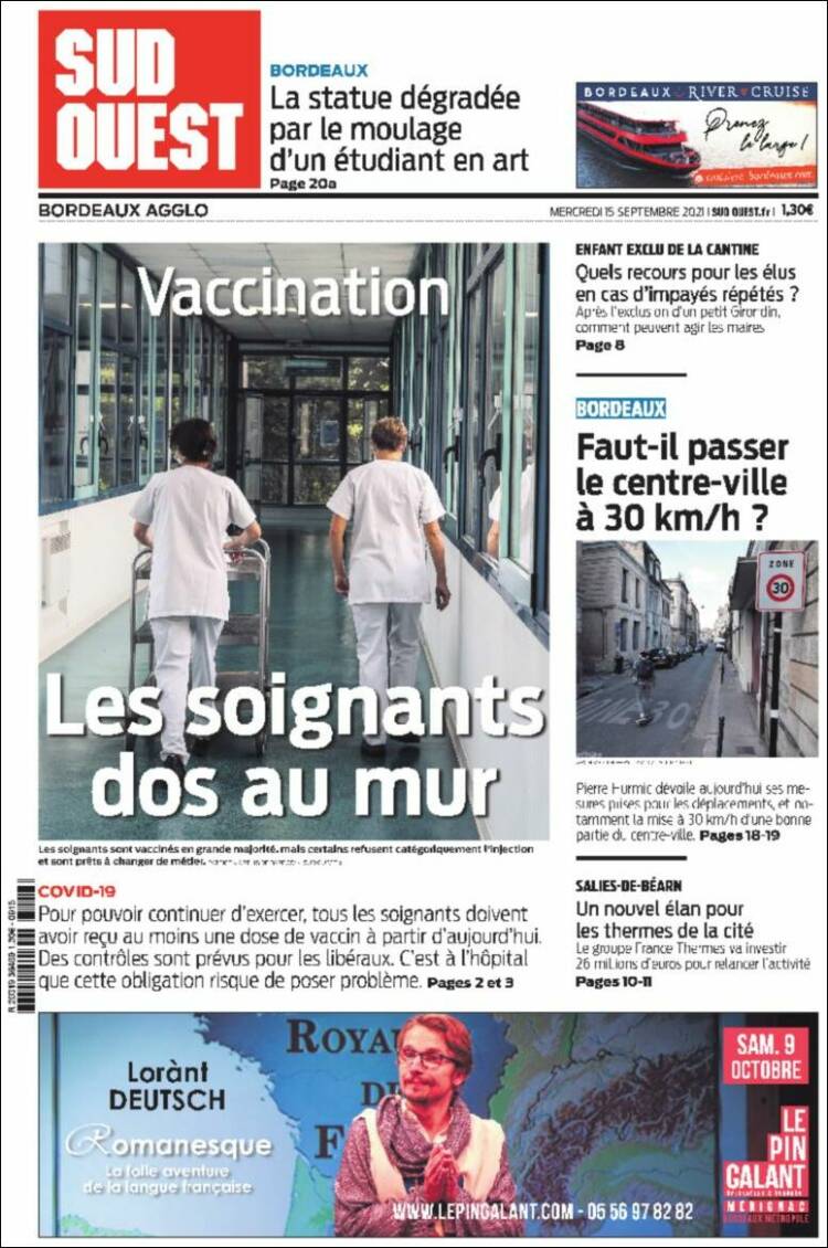 Portada de Sud Ouest (Francia)