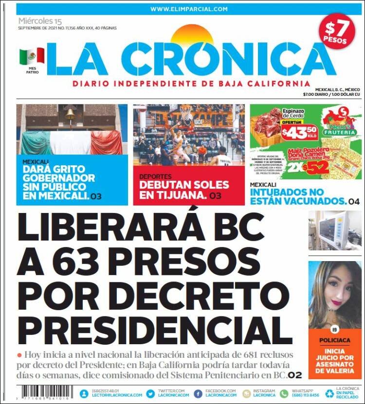 Portada de La Crónica de Baja California (México)