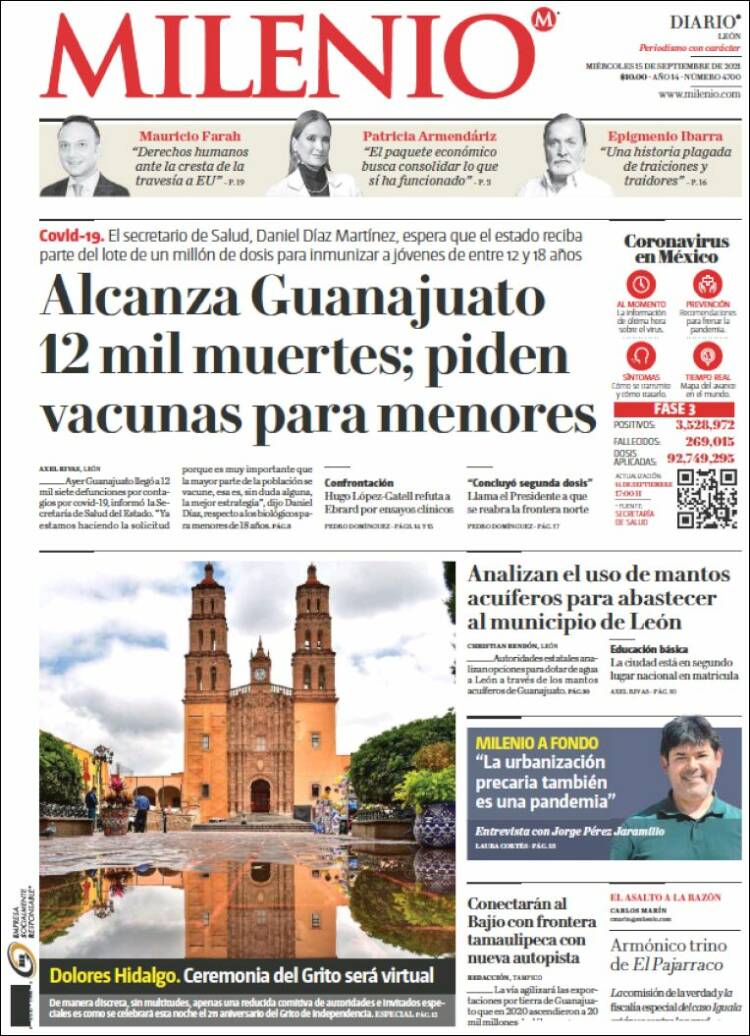 Portada de Milenio de León (México)