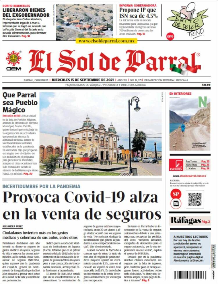 Portada de El Sol de Parral (México)