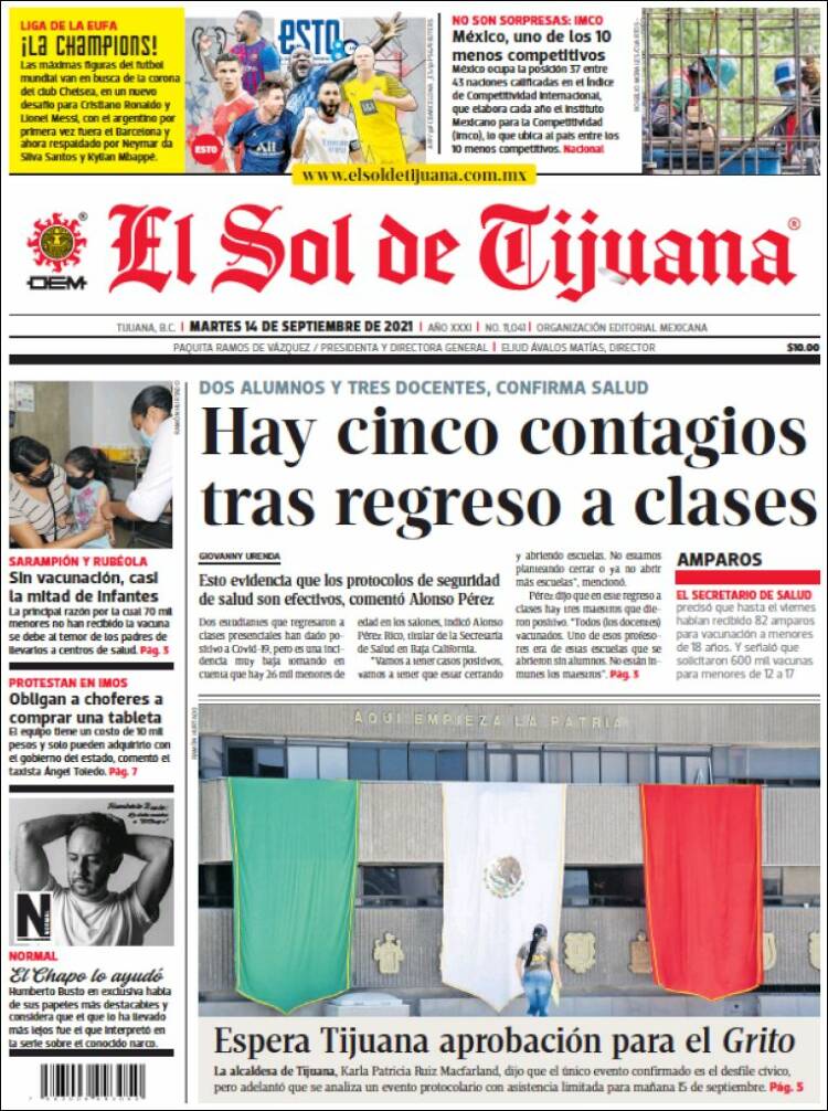 Portada de El Sol de Tijuana (México)