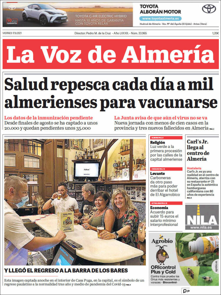 Portada de La Voz de Almería (España)