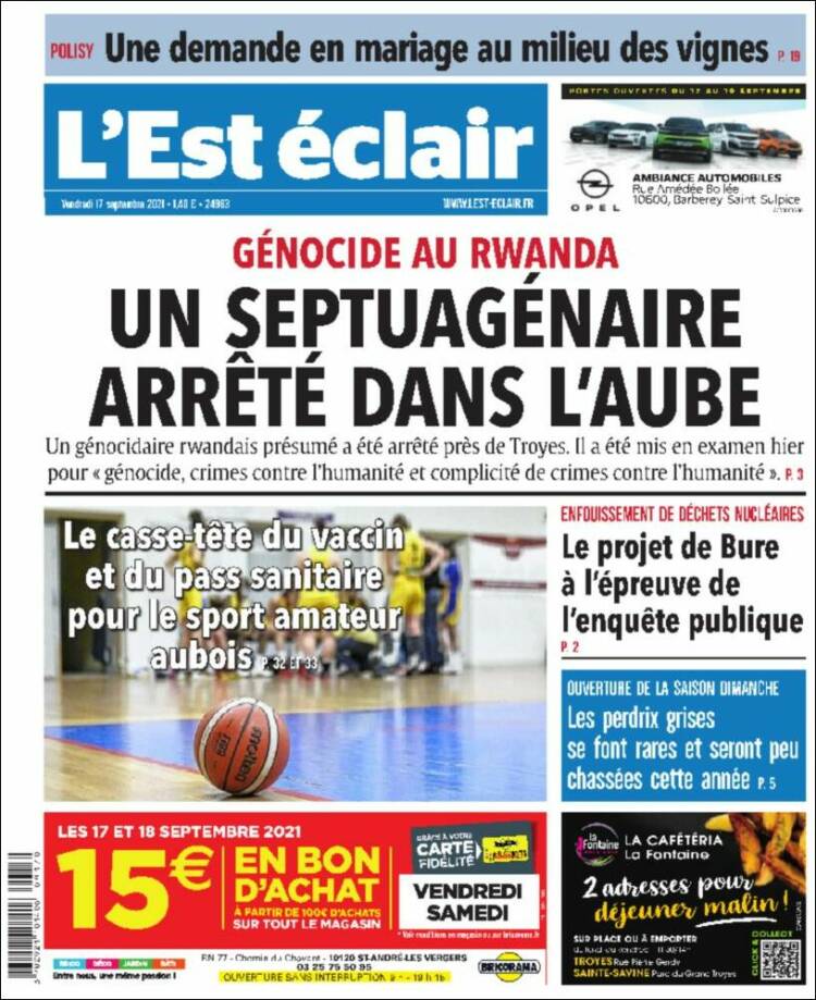 Portada de L'Est Eclair (Francia)