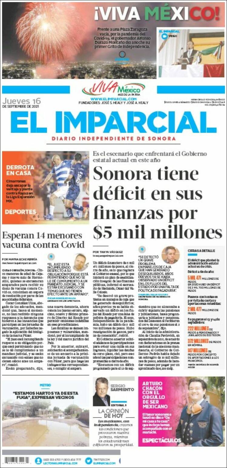 Portada de El Imparcial (México)