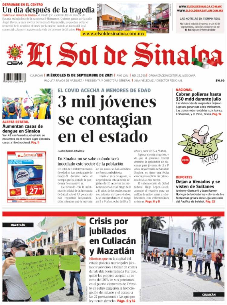 Portada de El Sol de Sinaloa (México)