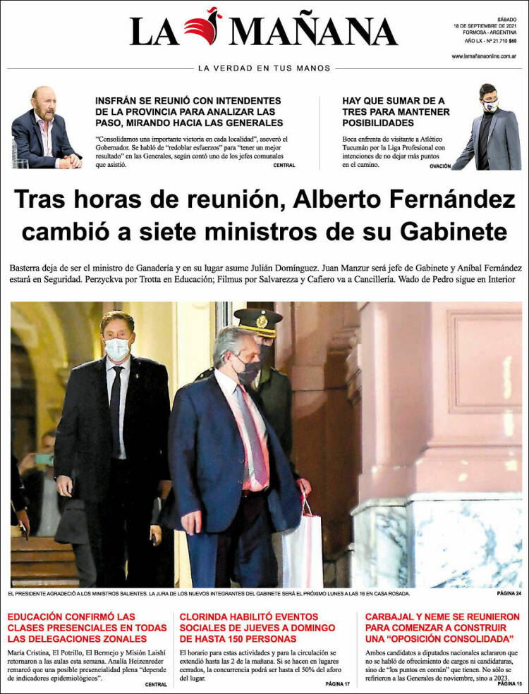 Portada de Diario La Mañana (Argentina)