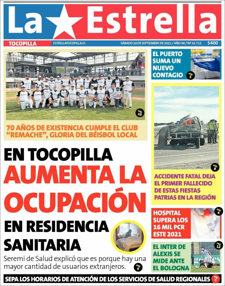 Portada de La Estrella de Tocopilla (Chile)