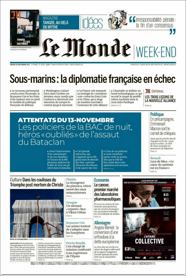 Portada de Le Monde (Francia)