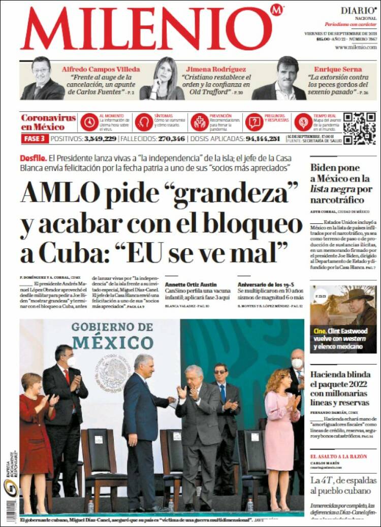 Portada de Milenio (México)