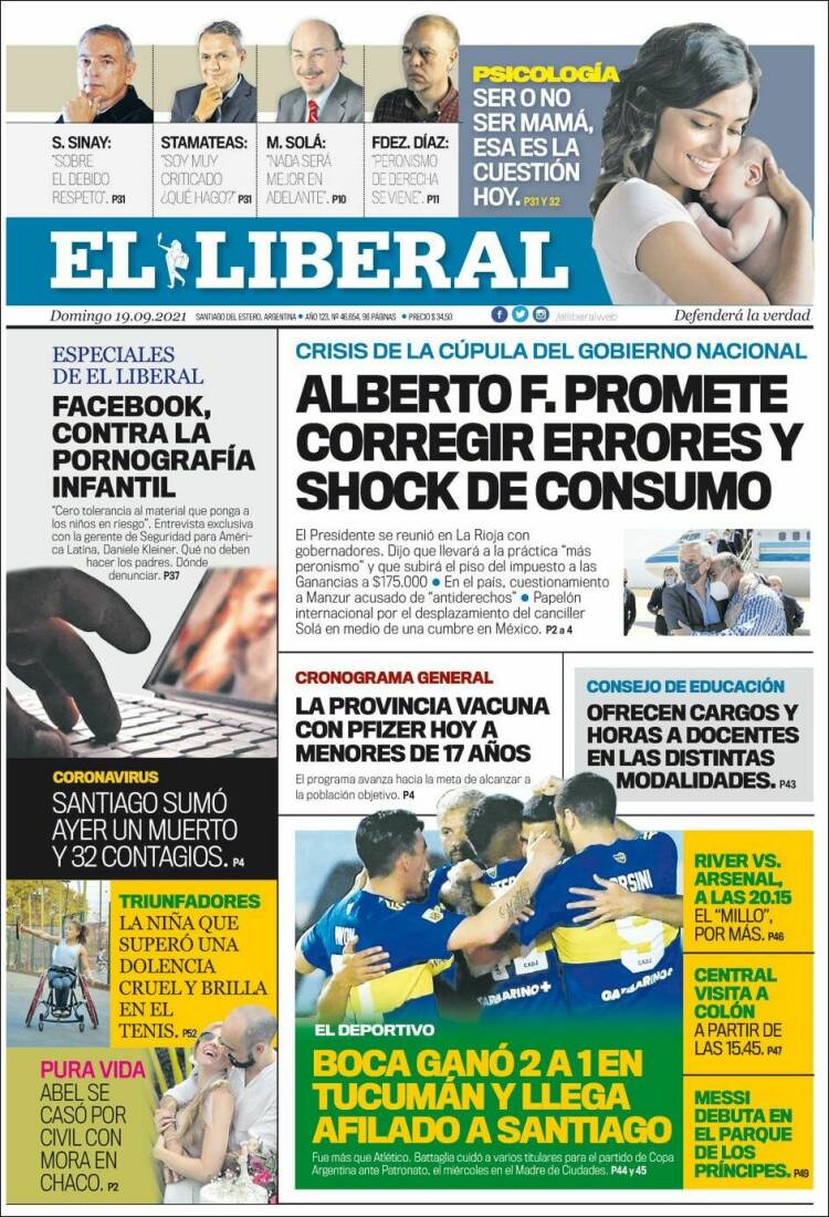 Portada de Diario El Liberal (Argentina)