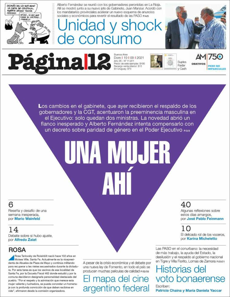 Portada de Página/12 (Argentina)