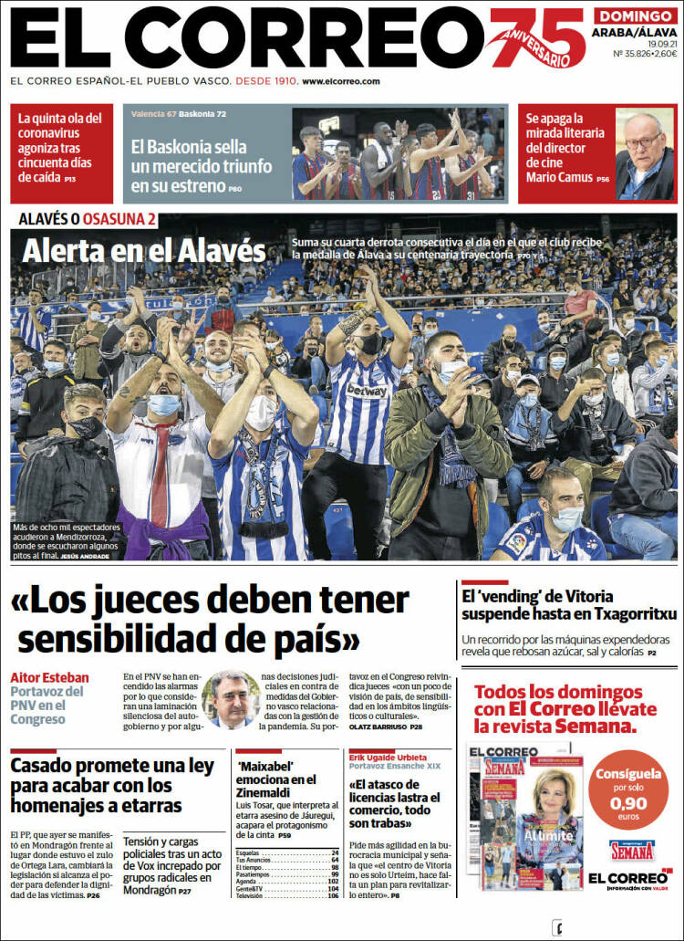 Portada de El Correo - Álava (España)