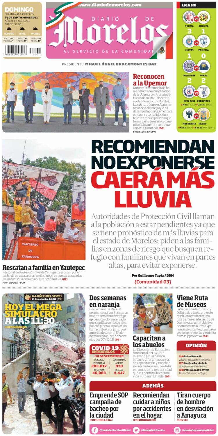 Portada de Diario de Morelos (México)