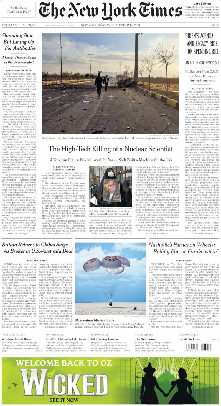 Portada de New York Times (USA)