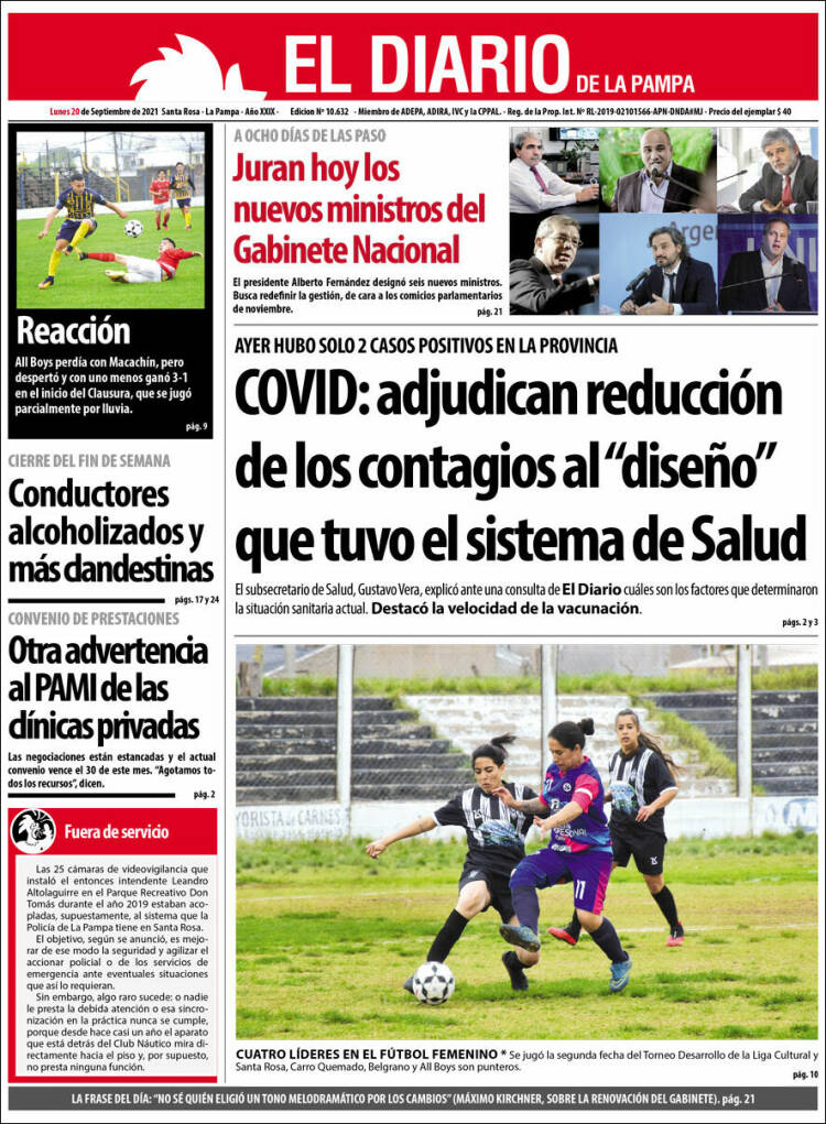 Portada de Diario de La Pampa (Argentina)