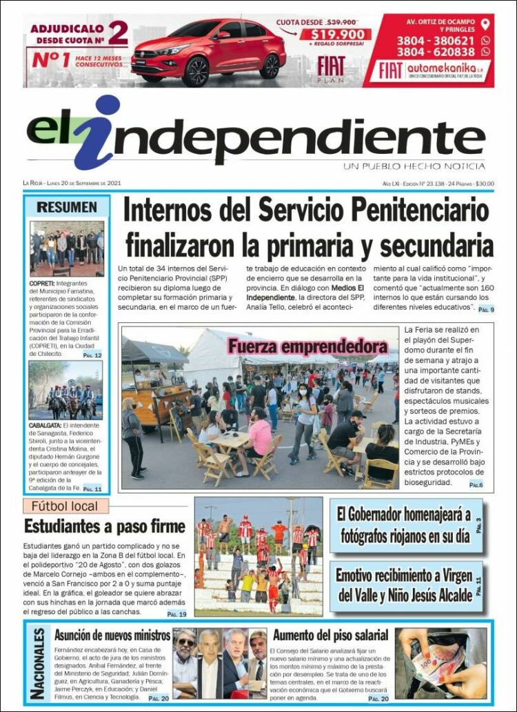 Portada de El Independiente (Argentina)