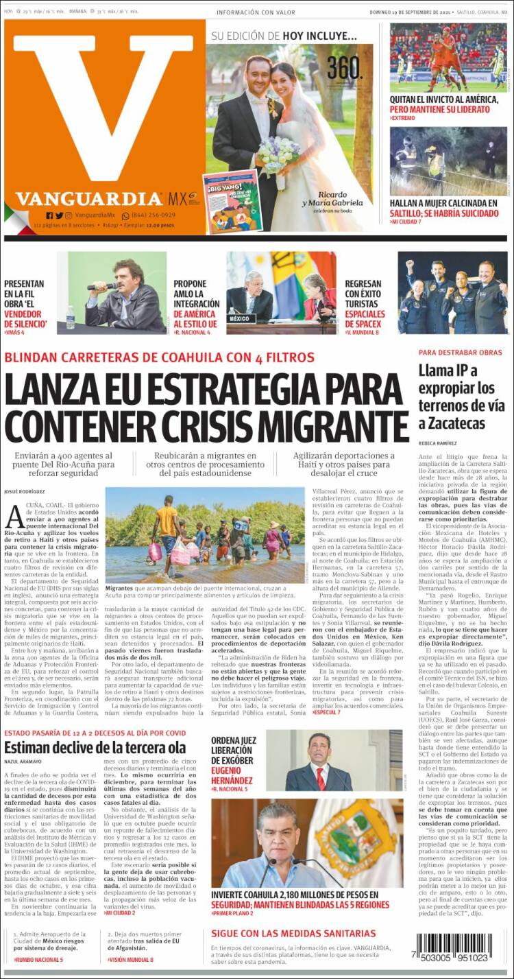 Portada de Vanguardia (México)