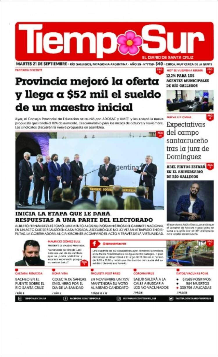 Portada de Tiempo Sur (Argentina)