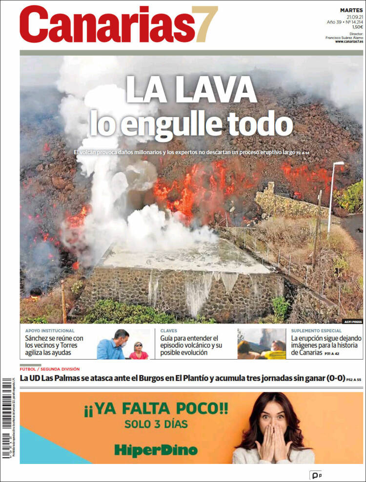 Portada de Canarias 7 (España)