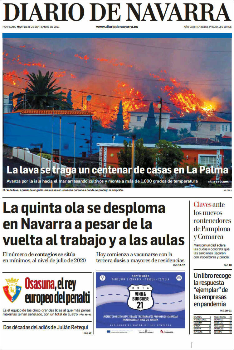 Portada de Diario de Navarra (España)