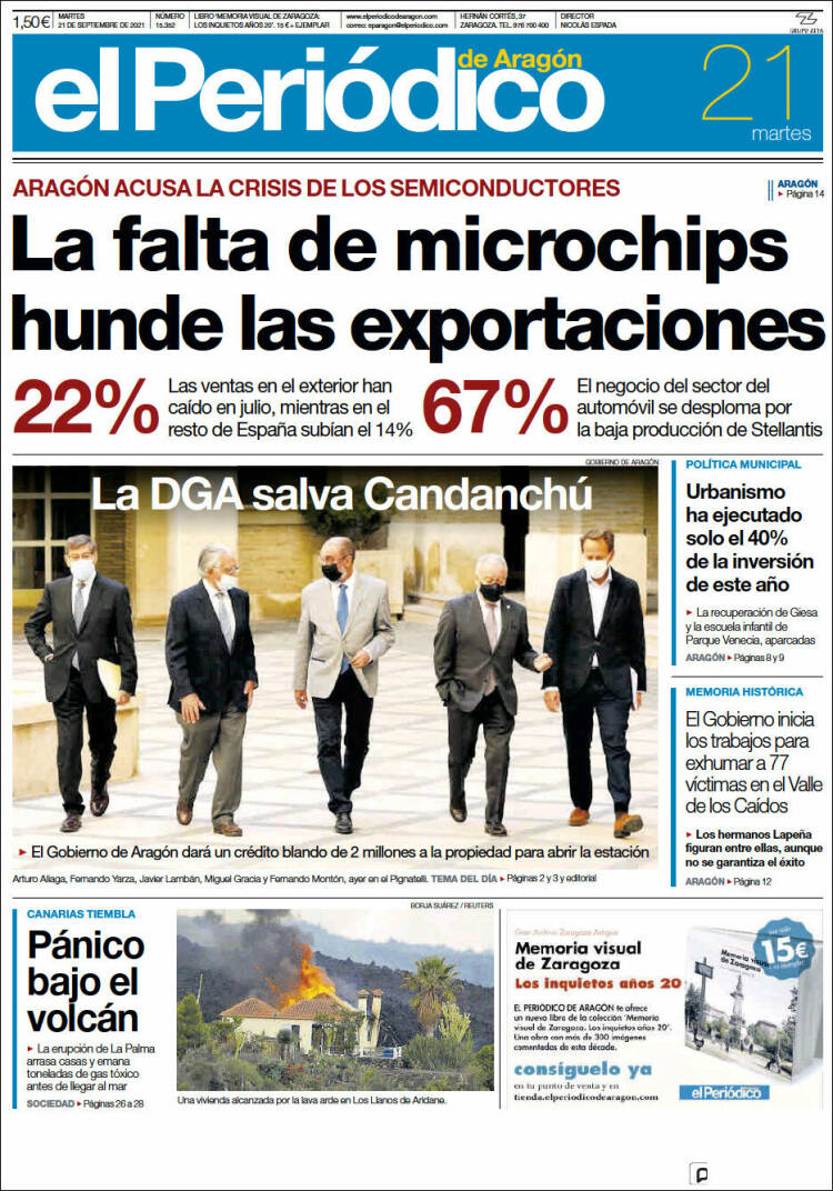 Portada de El Periódico de Aragón (España)