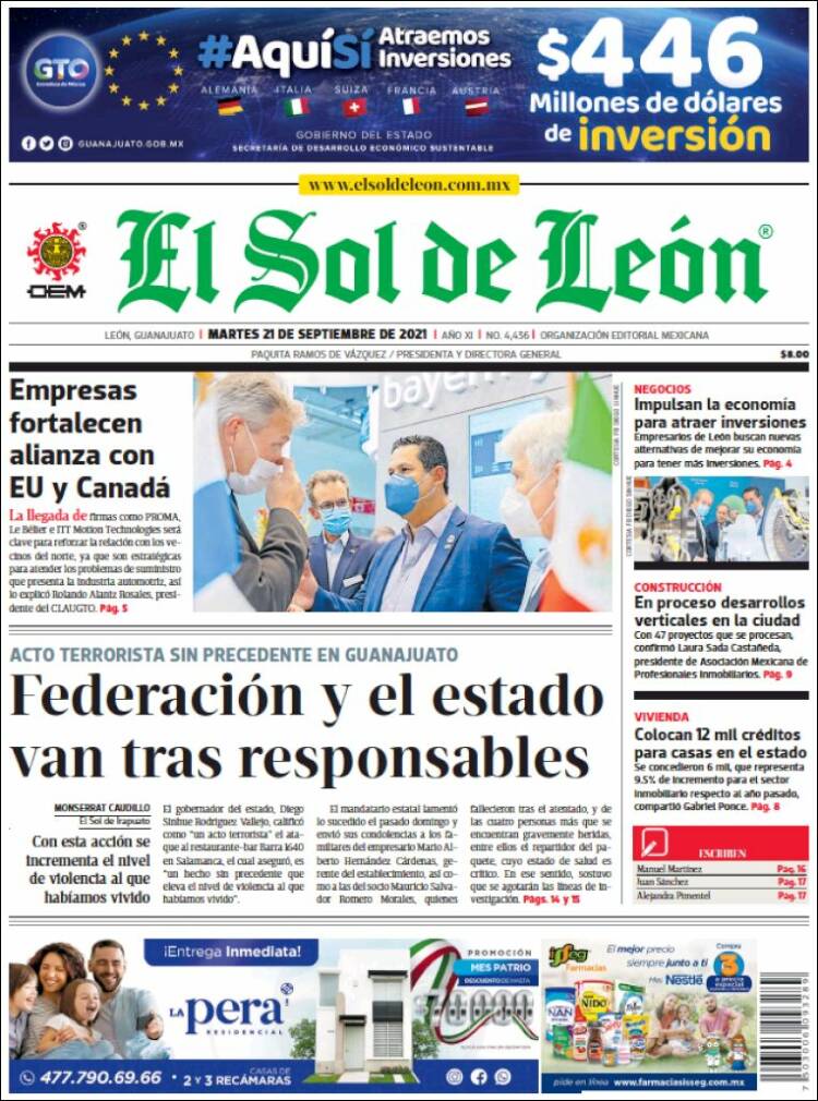 Portada de El Sol de León (M&eacute;xico)