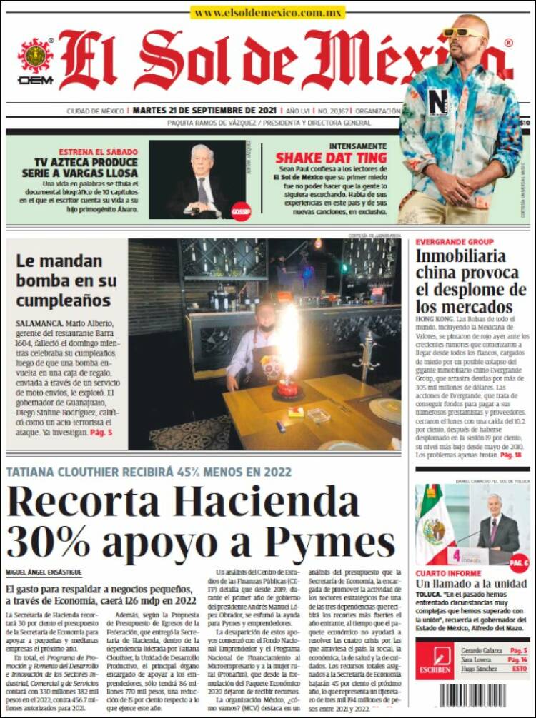 Portada de El Sol de México (M&eacute;xico)