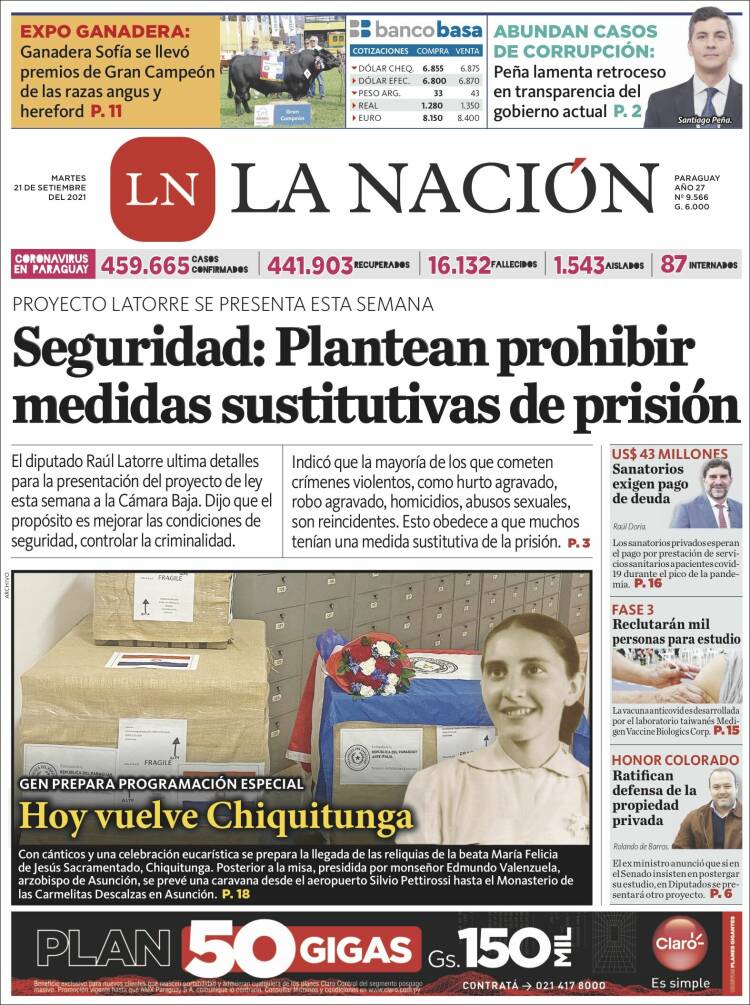 Portada de La Nación (Paraguay)