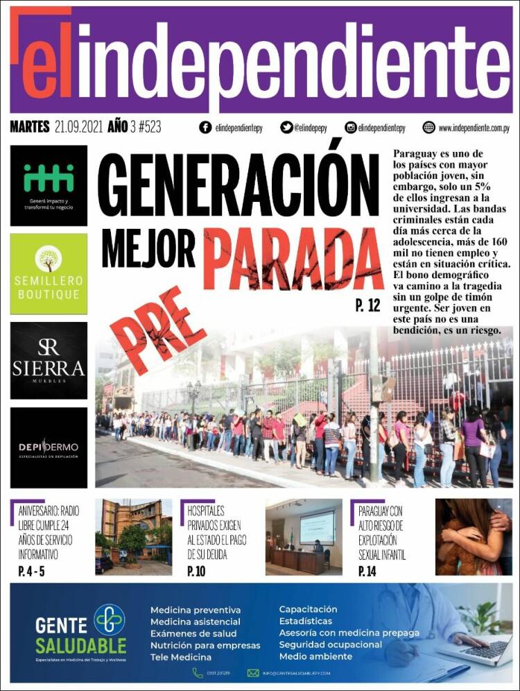 Portada de El Independiente (Paraguay)